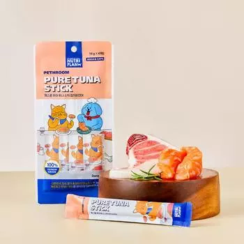 [pethroom x Dongwon] Чистая палочка тунца (Тунец и лосось_4 шт. в упаковке) Пюре для закуски «Чуру» для собак и кошек 1P