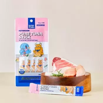 [pethroom x Dongwon] Чистая палочка тунца (Тунец и куриная грудка_4-pack) Пюре для закуски «Чуру» для собак и кошек 1P