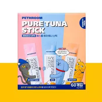 [pethroom x Dongwon] Чистый тунец палочки Разнообразие Упаковка (60 штук) Пюре для закуски «Чуру» для собак и кошек