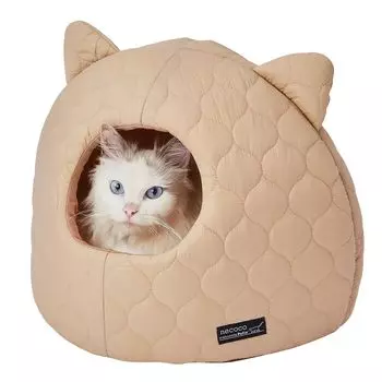 Petio Cat Bed with necoco Cushion Cat Ear Dome Bed AWY Latte
