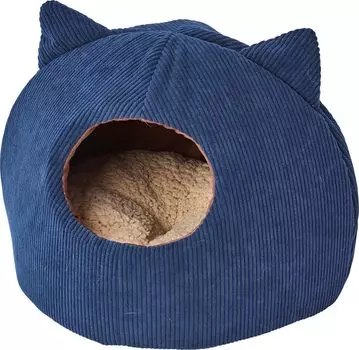 Petio Cat Warm and Relaxing Bed with Cat Ear Navy Blue Bed, Cushion, Dome, темно-синий