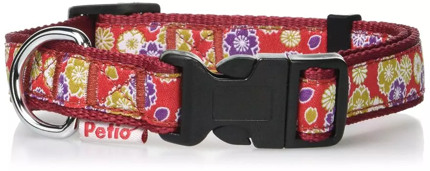 Petio Collar Inugaya Cherry Blossom and Chrysanthemum Color Red Size M красный