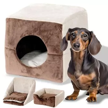 Petit Luban 3WAY Cube House Square Bed L Brown Pet Bed Pet Cushion Pet Sofa для маленьких собак и для защиты от холода Собаки, кошки, коричневый
