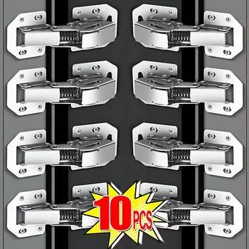 Петли для шкафов 90 градусов, отверстия без сверления, гидравлические амортизаторы для дверей шкафов, серебряная фурнитура для мебели, аксессуары