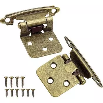 Петля для шкафа из матового никеля для кухонных дверок (1 пара-2 шт.)-1/2 Покрытый (Переменная)-Самозакрывающиеся петли для кухонных шкафов, скрытый монтаж 2 Pieces античная латунь