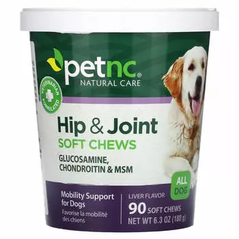 petnc NATURAL CARE, Бедра и суставы, Все породы, Печень, 90 мягких жевательных таблеток
