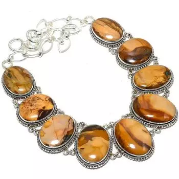 Ожерелье из серебра 925 пробы с окаменевшим деревом ручной работы, этническое, 18 дюймов JCN353-20