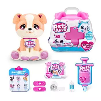 Pets Alive Pet Shop Surprise S3 Спасение щенков (Бульдог) от ZURU Surprise Puppy Plush, Ультрамягкая мягкая игрушка, Композитный сюрприз внутри, Интерактивный