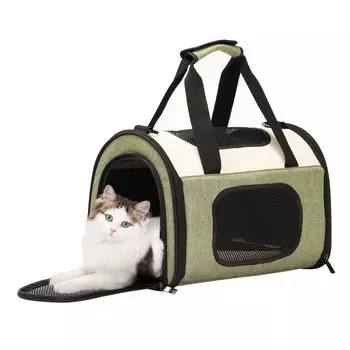Petsfit Безопасная сумка для переноски небольших и домашних животных, переноска через плечо, складная, мягкая, для собак, кошек, кроликов, легкая, недеформируемая, сумка, дамская сумочка, сумка, зелёный