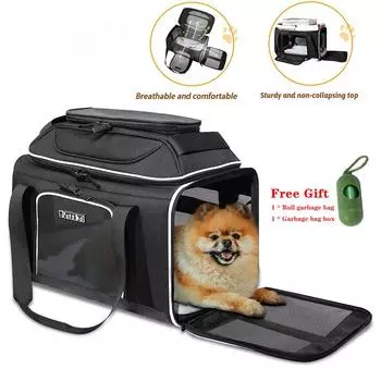 Petskd Сумки для переноски домашних животных с верхним расширением, мягкие боковины, переносная сумка для собак, складная, дышащая, одобренная авиакомпаниями, сумка для кошек