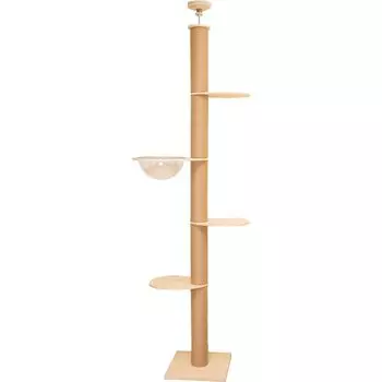 PETTIFUL Cat Tower Tenting Free Wooden Large Cat Mat Cotton Line Slim Tree Climbing Cat Tree Senior Stability Thick Support Cat Tower Medium Size