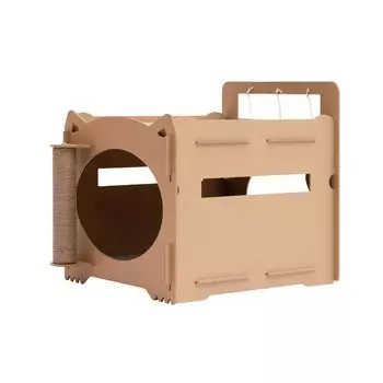 PETTOM Cat Cat Cat Картон Картон Двойной Многократный Тип сборки Ярусный Домик, Когтеточка, Картон, Когтеточка, Домик, Домик, Слой, Кошки, (1 Дом) бежевый