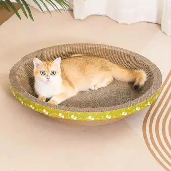 PETTOM Кошачья миска-кровать Кошачья царапка Картонная царапка Картонная канцелярская канцелярия Можно использовать с обеих сторон Предотвращает повреждение мебели зелёный