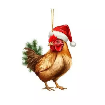 Петух Акриловый Уникальная Подвеска на Рождественскую Елку Демонстрирует Игривый Мультяшный Стиль Идеально Подходит Для Праздничного Украшения 2