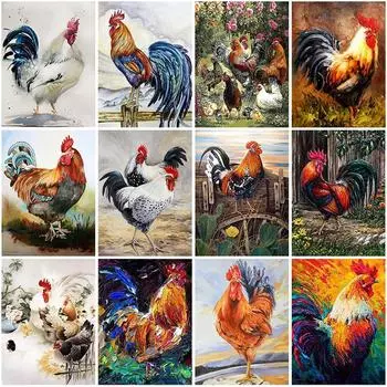Петух DIY 5D алмазная живопись полный круглый дрель стразы курица животное Алмазная вышивка крестиком мозаика подарок ручной работы Full Round 20x30CM