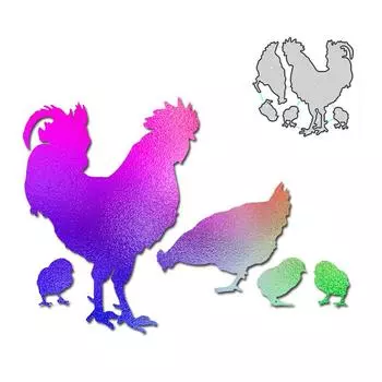 Петух, курица и цыпленок, дизайн, металлический трафарет для резки DIY, альбом для скрапбукинга, фототиснение, бумажная карта, ремесленный декор серебряный