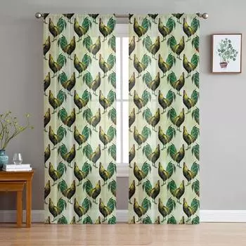 Петух Ретро Современные Шторы Для Гостиной Прозрачные Тюль Шторы Окна Прозрачные Для Спальни Аксессуары Декор W135 x H114cm