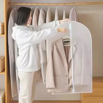 PEVA Пылезащитный чехол для одежды Водонепроницаемая одежда Защитный чехол для одежды Прозрачный чехол для пальто Костюм Платье Пылезащитный чехол для хранения одежды Сумка для хранения одежды 1PC