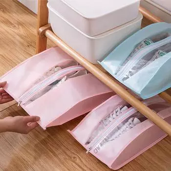 PEVA Storage Shoes Bag with zipper Travel Dust proof Shoe Bag Organizer Simple Portable Multi-purpose ReusableStorages Bag
