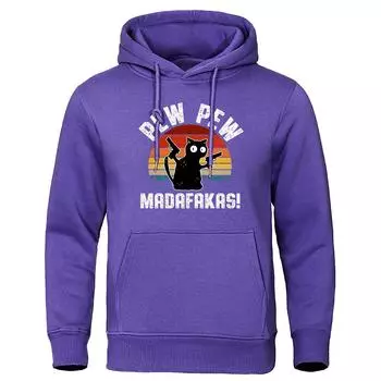 Pew Pew Madafakas Baby Black Cat с двумя пистолетами с капюшоном для мужчин, модные высококачественные толстовки с капюшоном, свободный спортивный костюм S