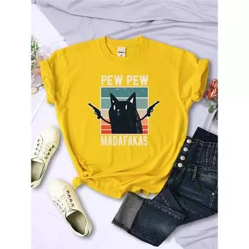 Pew Pew Madafaks Милые забавные женские футболки с принтом в стиле хип-хоп, винтажная одежда, креативные повседневные топы с круглым вырезом, женские с коротким рукавом S