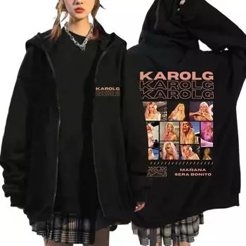 Певица Karol G Модная графическая толстовка на молнии Manana Sera Bonito Осень-зима Кардиган с длинным рукавом для мужчин и женщин Куртки большого размера S