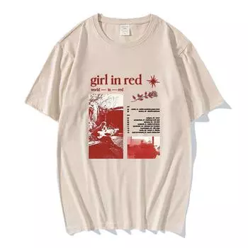 Певица в красных футболках, повседневная удобная хлопковая женская футболка, хип-хоп уличная одежда, летние футболки с круглым вырезом высокого качества, футболки S песочный