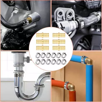 Pex Fittings Brass 1/2 inch Hose Connectors Rustproof with Stainless Steel Cinch Clamps for Floor Straight 6pcs