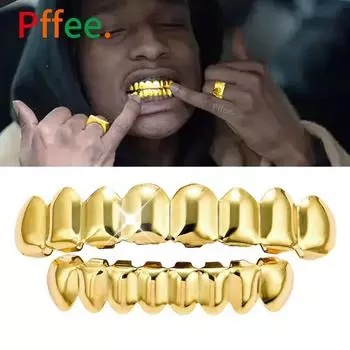 Pffee Серебро 14 К Позолоченные Зубы Grillz Y2K Украшения Для Тела Рэпер Хип-Хоп Серьги Зубные Грили Для Мужчин Женщин