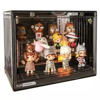 PFLife Figure Case Display Case Storage Box Figure INS Style Large Capacity Display Case Display Stand (Black L30W17H23.5cm)