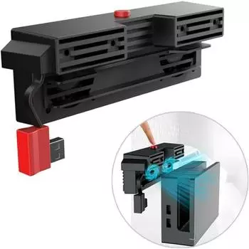 PG-9155 Охлаждающий вентилятор для консоли NINTENDO SWITCH, двухвентиляторный двухрежимный радиатор с пылезащитной задней крышкой 18.4*4.2*6.2cm чёрный