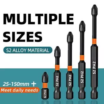 PH2 Ударная сильная магнитная отвертка с крестообразной головкой высокой твердости, крестовая отвертка, бит, электрическая отвертка, набор шестигранников