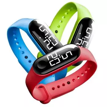 PH-CA Цветной регулируемый ремешок M3 Детские однотонные цифровые светодиодные электронные наручные часы белый