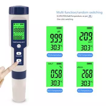 PH-метр, цифровой тестер качества воды, TDS EC, соленость, температура, измеритель для аквариумов, бассейнов, многофункциональный тестер качества воды