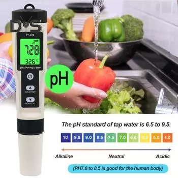 PH-метр, цифровой тестер качества воды, высокая точность, водонепроницаемый, с питанием от батареи, портативный тестер PH для питьевой воды, ручка белый