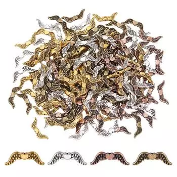 PH PandaHall 200 шт. 4 цвета Крылья ангела Бусины-разделители в форме крыльев Бусины с подвесками в виде крыльев Фурнитура для украшений Крыло ангела Аксессуары Ручная работа