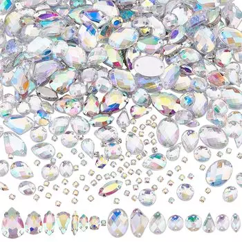 PH PandaHall 362 Плоский бисер для шитья 16 сверкающих аксессуаров Декоративный материал для самостоятельного изготовления сумок Украшения Стразы, детали, детали, типы, камни, детали,