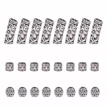 PH PandaHall 60 3 типа бусин-дредлоков, бусины-разделители из сплава, аксессуары в тибетском стиле, плетеные бусины, запонки для волос, ювелирные изделия ручной работы