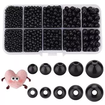 PH PandaHall Beads 1750 шт. Мягкие игрушки Глаза Животных Кукольные Глаза Кукольные Глаза Игрушечные Глаза Части Черные Глаза Вязаная Крючком Кукла Сделай Сам Шитье Ремесло Ручной Работы Черный 5