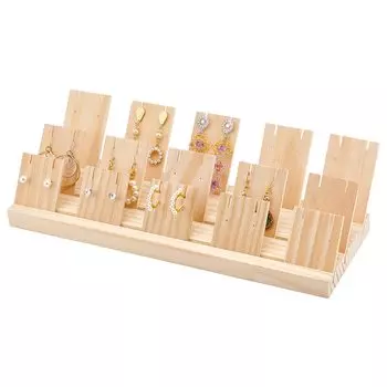 PH PandaHall Деревянная подставка для хранения ювелирных изделий Подставка для аксессуаров с 15 деревянными досками для сережек Демонстрационная стойка для хранения карточек Ожерелье Кольцо