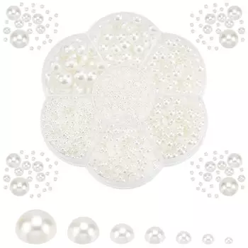 PH PandaHall Полукруглые жемчужные детали для ногтей, примерно 3337 штук, полукруглые жемчужные искусственные жемчуга, белые ручные работы, ювелирные изделия своими руками, украшения
