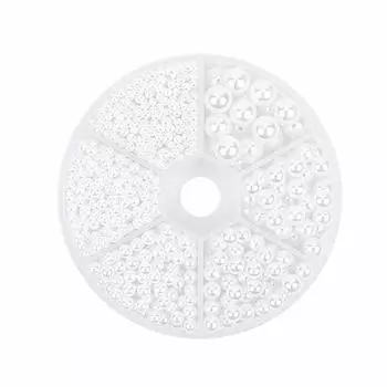 PH PandaHall Приблизительно 1535 жемчужных бусин, стеклянный жемчуг, без отверстий, маленькие атласные глянцевые стеклянные жемчужные бусины молочного цвета, круглые шарики ручной работы своими руками, белые