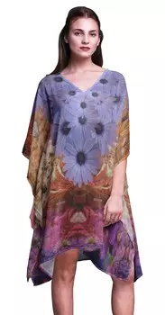 Phagun Beach Kaftan Bikini Cover up Women Midi Dress Short Caftan-4X-5X 4X-5X оранжевый