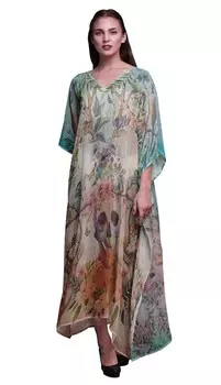 Phagun Birds & Skull Beach Kaftan Bikini Cover up Womena s Maxi Dress Long 4X-5X персиковый