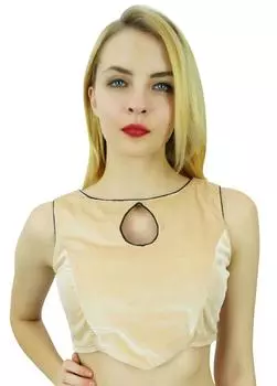 Phagun Болливуд Дизайнерская одежда для вечеринок Готовые бархатные чоли с подкладкой 10 бежевый