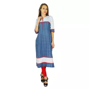 Phagun Болливуд Курта Индийский Дизайнер Женщины Этническая Курти Хлопковая Туника Платье 10