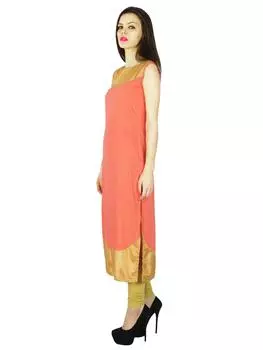 Phagun Bollywood Indian Pink Kurti Kurta Women Designer Casual Top Tunic 10 лососевый