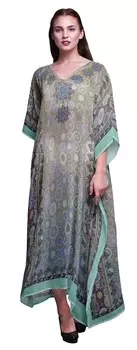 Phagun Damask & Mandala Этнический пляжный кафтан Бикини Cover up Womena s Maxi Dress Long 4X-5X бежевый