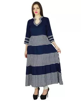 Phagun Designer Indian Blue Printed Casual Kurta Women Kurti Top Tunic Dress 10
