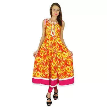Phagun Designer Indian Bollywood Kurta Women Ethnic Kurti Повседневное платье-туника 14 жёлтый